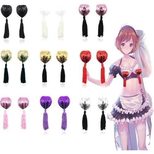 Intimate Sex Toys Women Sequin Tassel Breast Petals Sticker Silicone Bra Erotic Nipple Cover Sexy Lingerie Hot Chest Pasties