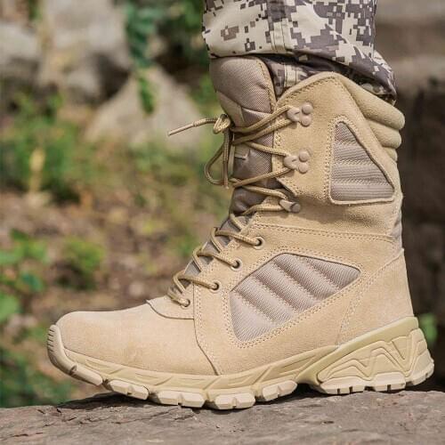 Cow Suede US Army Leather Desert Tactical Military Combat Mens Boots with Side zipper