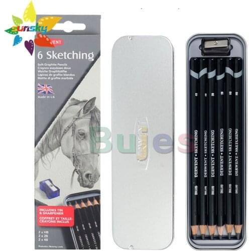 Original UK Derwent Hand sketching pastel pencil 2B/4B/6B Black Agate ONYX water soluble lead graphite sketch pen Art supplies