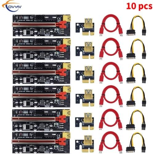 COVYIV PCI E Riser 009C Plus Card PCIE PCI-E PCI Express USB 3.0 Cable 6Pin to SATA 1X to 16X Extender For Mining ETH BTC