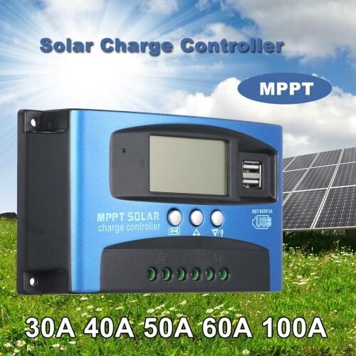 100A MPPT Solar Charge Controller Dual USB LCD Display Auto Solar Cell Panel Charger Regulator Drop shipping