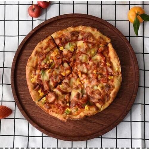 Round solid wood rounded walnut wood wooden fruit plate wooden saucer tea tray dessert dinner breakfast plate tableware set