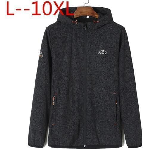 Plus size 10XL 8XL Spring Autumn New Fashion Slim Fit Young Men Hooded Jacket Thin Jackets Brand Casual Windbreaker Top Quality