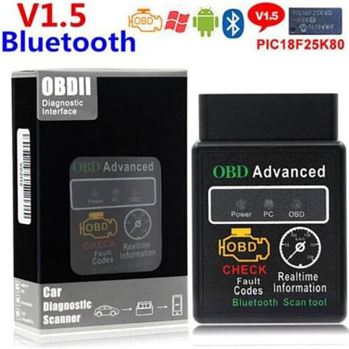Best HH Elm327 V1.5 bluetooth OBD2 Scanner With 25K80 chip Bluetooth HH ELM 327 Smart Car Diagnostic Tool ELM-327 free ship