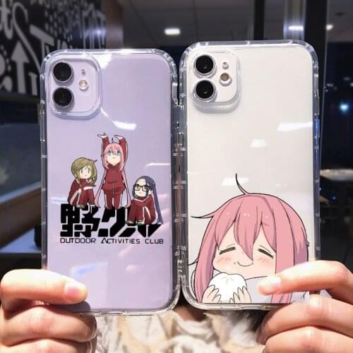 Cute Anime Girl Clear Phone Case For iPhone 12 11 Pro MAX XR 7 X XS SE20 8 6Plus Rin Shima Yuru Camp Soft Silicone Cover Coque