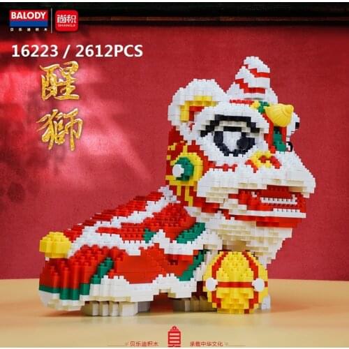 Balody Mini Blocks China Spring Festival Lion Model Building Toy Educational Intelligence Bricks for Kids New Year Gift 16223