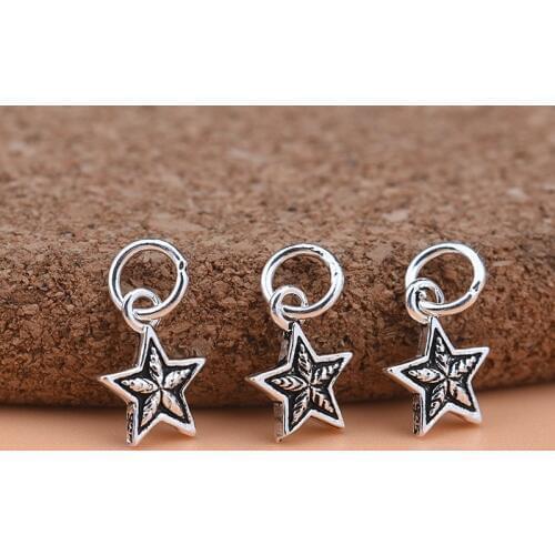 Diy Bracelet Jewelry Accessories 925 Sterling Silver Thai Silver Mini Pentagram Pendant Little Star Pendant Accessories