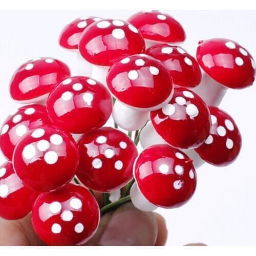20 PCS/lot Mini Red Mushroom Garden Ornament Miniature Plant Pots Fairy DIY Dollhouse