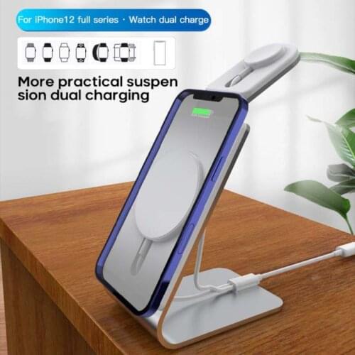 Mobile Phone Wireless Charger Holder Magnetic Wireless Charger Holders For iWatch iPhone12 Series Watch Wireless Charging Stand