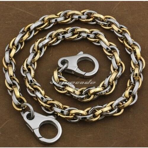 14" ~ 36" Two Tone 316L Stainless Steel Mens Biker Rocker Wallet Chain 5N009WCA(Length 24inch)