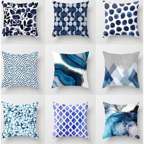 Pillow Cover Cushion Cover Blue Color Pillowcase Decorative Sofa Bed Pillow Cover Home Decor Cute Case 45*45cm