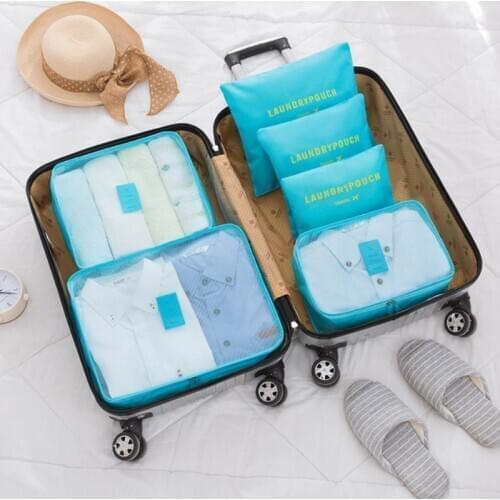 Nylon Packing Cube Travel Bag System Durable 6 Pieces One Set Large Capacity Of Unisex Clothing Sorting Organize Bag FADISH