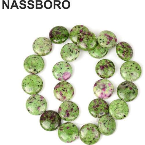 New Arrival Flat Round Natural Epidote Zoisite Stone Beads for DIY Bracelet Necklace Jewelry Making Wholesale 16mm 15pcs