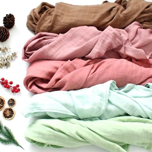 Solid-colored double-layer gauze wrap muslin baby bag by baby holding newborn napkin newborn blanket bamboo baby blanket