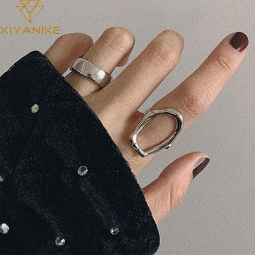 XIYANIKE Wholesale 925 Sterling Silver Opening Rings for Women Couples Irregular Jewelry New Fashion Simple Party Jewelry Gifts