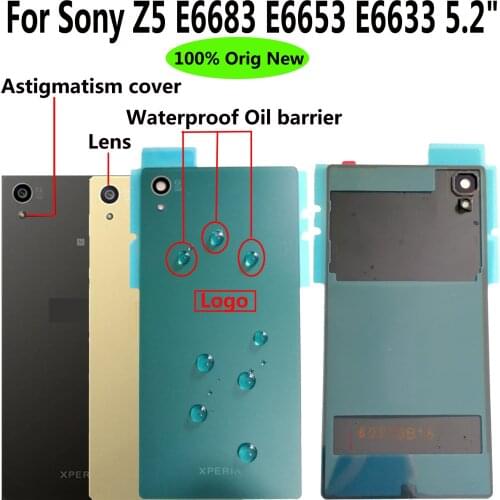 Original New 5.2" For Sony Z5 E6683 E6653 E6633 glass Back Battery Cover + NFC