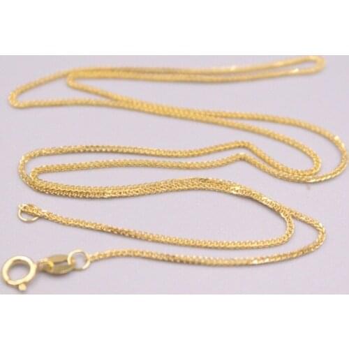 AU750 Pure 18K Yellow Gold Chain 0.8mm Wide Wheat Necklace 1.5g / 18inch For Women Lucky Gift