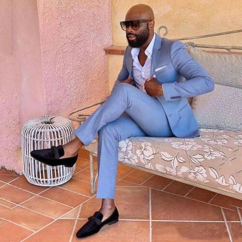 Casual Blue Suits Men Latest Design Business Blazer 2 Piece ( Jackt Pants ) trajes de hombre Homme Man Attire Terno Masculino