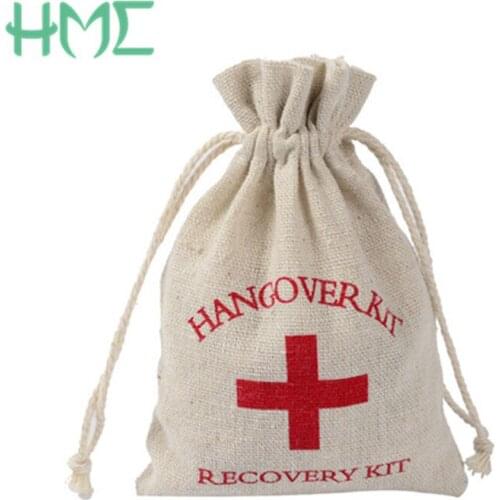 Size 10*14cm 10pcs Wedding Hangover Kit Bags Cotton Wedding Favor Holder Bag Bachelorette Party Decorations Event Party Supplies