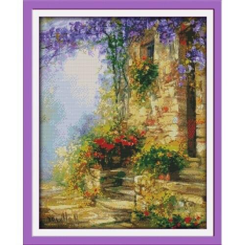Everlasting Love Christmas Flower Path Ecological Cotton Cross Stitch 11CT 14CT DIY Gift Stamped Printed New Wedding Decoration