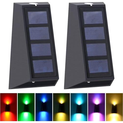 2pcs LED Solar Light Colorful Outdoor Waterproof Lighting Solar Powered Lamps Wall Lamps For Garden Decoration Street Lighting