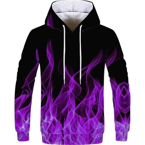 Spring And Autumn New Flame 3D Printing Casual Mens Oversized Hoodie Fashion Fire Clothes Hip-Hop Street Hooded Sweatshirts Top
