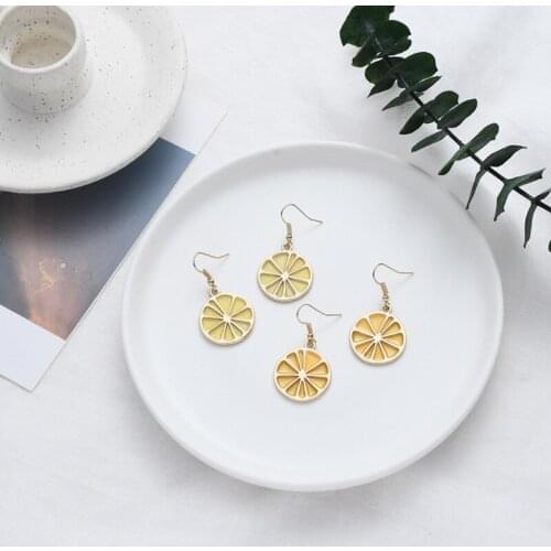 Unique Fruit Lemon Drop Earrings Exquisite Pendant Ins Hot Summer Fruit Dangle Earrings Korean Party Jewelry Birthday Gift Charm