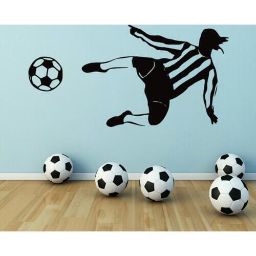 Goalkeeper Kicking Soccer Wall Decal football player Serve vinyl stickers home decor for Bedroom kids rooms teens room G390