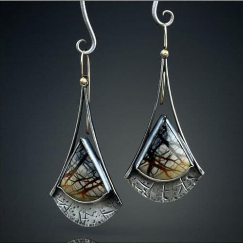 Vintage Ethnic Oil Drop Dangle Earrings for Women Female 2020 Indian Hanging Earring Wedding Statement Jewelry Accessories Mujer