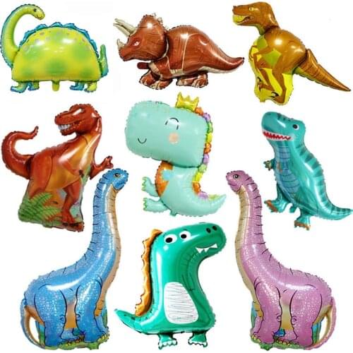 11PCS Dinosaur Foil Balloons Party Supplies Aluminum Mylar Helium Jungle Favors Birthday Graduation Baby Shower Decorations