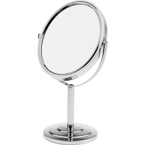 Tabletop Makeup Mirror Standmirror Double-Sided 360° Swivel Magnifying & Normal Mirrors Desktop Dresser Mirror for Women, Silver