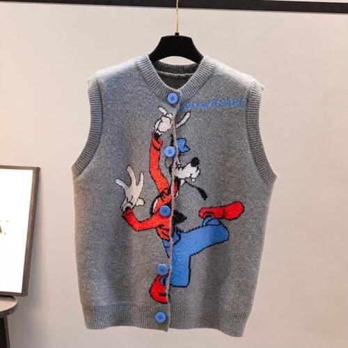 Urifens Knitted Tops 2021 Spring New Korean Vintage Cardigan Vest Sweater Coat Women College Style Cartoon Chic Waistcoat BN67U