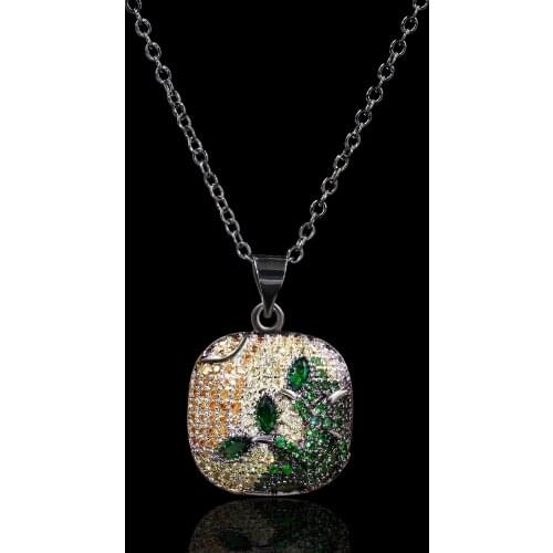 925 Silver Womens Necklace Fashion Colored Zircon Pendant Necklace Inlaid Green AAAA Zircon Womens Jewelry Sweater Chain