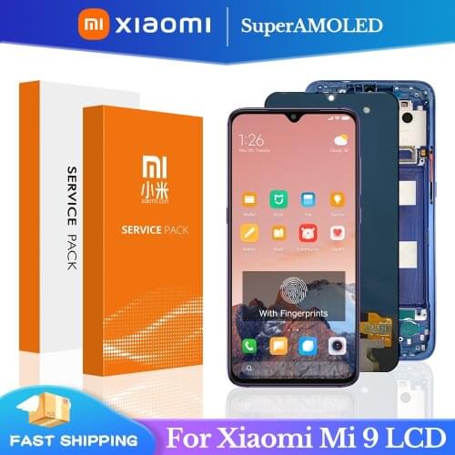 6.39'' Super AMOLED LCD with frame for XIAOMI Mi 9 Mi9 Display Touch Screen Digitizer Assembly For XiaoMi Mi 9 lcd Repair Parts