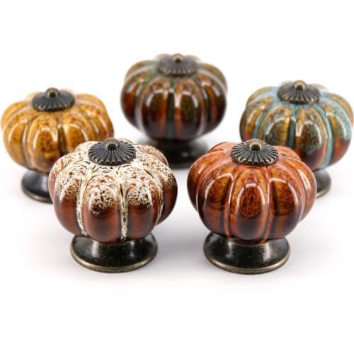 1pcs Ceramic Kitchen Cabinet Pumpkin knobs Cupboard Door Drawer Locker Colorful Furniture Pull Handle