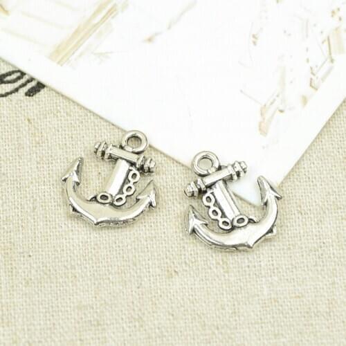 10pcs Lot 18x15mm Vintage Silver Alloy Anchor Charms For Necklace Bracelet Earring Keychain DIY Jewelry Accessories Wholesale