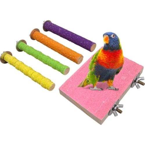 5Pcs Bird Perch Wooden Stand Parrot Toys Claw Grinding Bar Foot Stick Platform K1MF