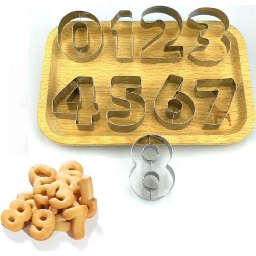 9pcs/set Cookie Cutters Mould Number Shaped Cookie Cutter 3D DIY Cake Stainless Steel Baking Tools Fondant Biscuit Mold Kitchen