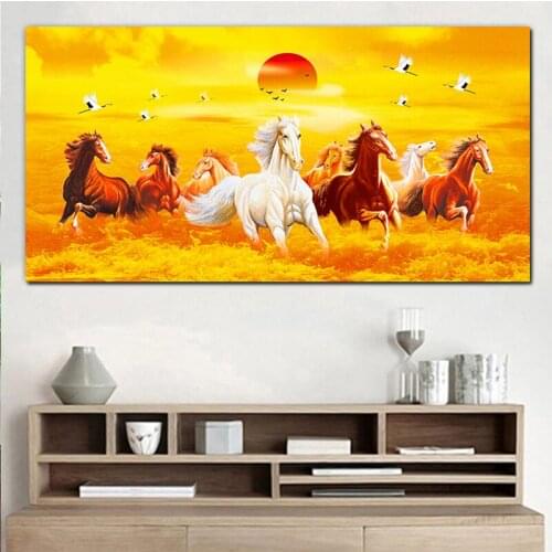 The Eight Running Horse Diy Diamond painting Animal Wall Art Embroidery Big Size Picture Of Rhinestone Mosaic Home DecorZP-2841