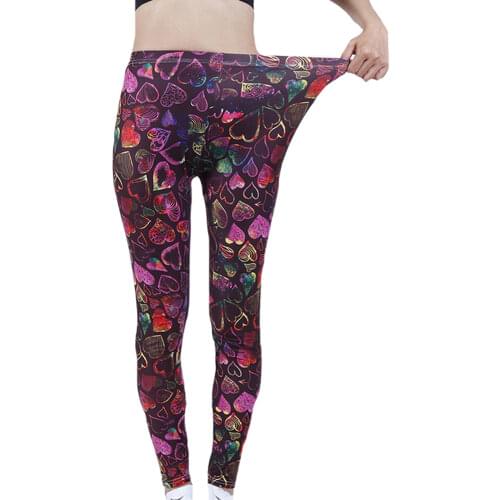 YSDNCHI Brand Fashion Women Pants Summer Colorful Love Printing High Waist Soft Workout Leggings Elastic Gym Sports Leggins