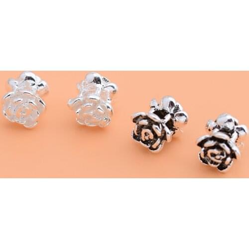 10pcs S925 sterling silver flower beads beads beads accessories handmade DIY jewelry beaded material bracelet accessories