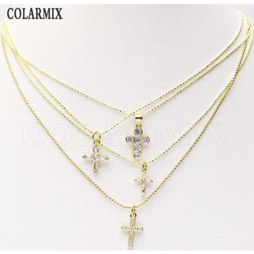 8 Strand Zirconia Cross shape charms necklace jewelry accessories Slim chain necklace for women New design 8226