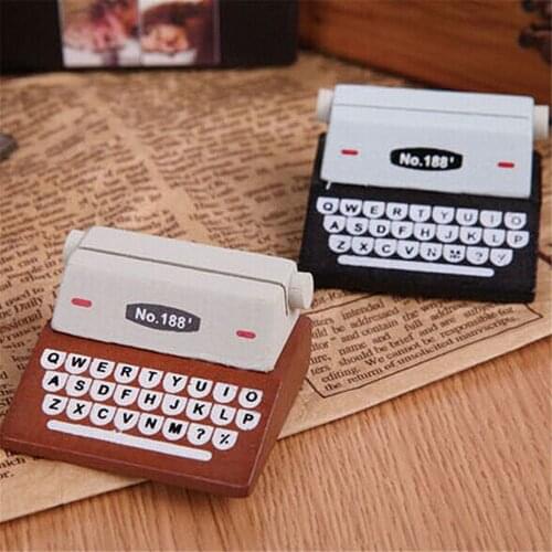 Creative Wooden Typewriter Photo Card Desk Messege Memo Note Holder Stand Card Holder Table Decoration Kawaii Stationary