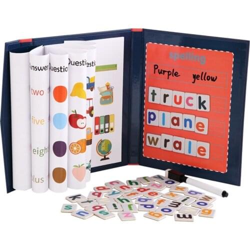 Children 3D Magnetic Book Word Spelling Game English Alphabet Letters Cards Early Education Literacy Toys for Baby Kids