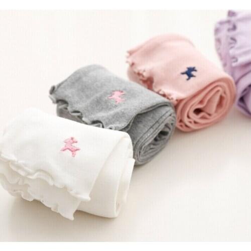 Kids Leggings Girl Cotton Fawn Embroidery Skinny Pants Spring Autumn Candy Colors Trousers Leggings for Girls Toddler Baby Pants