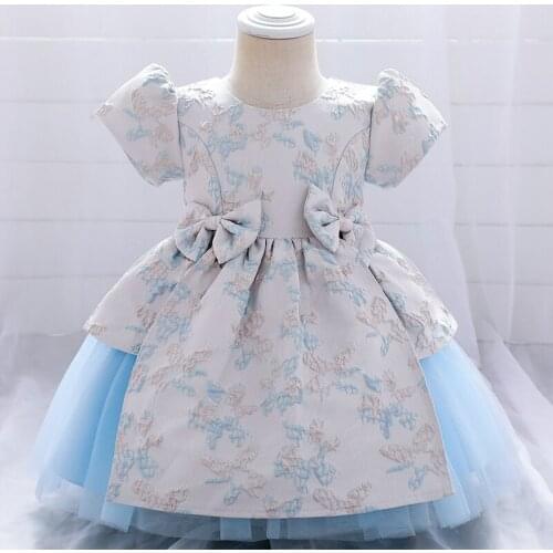 Children Dress 2021 Spring Summer New Birthday Party Baby Girl Dress Short-sleeve Girls Bowknot Puffyskirt Kids Princess Dresses