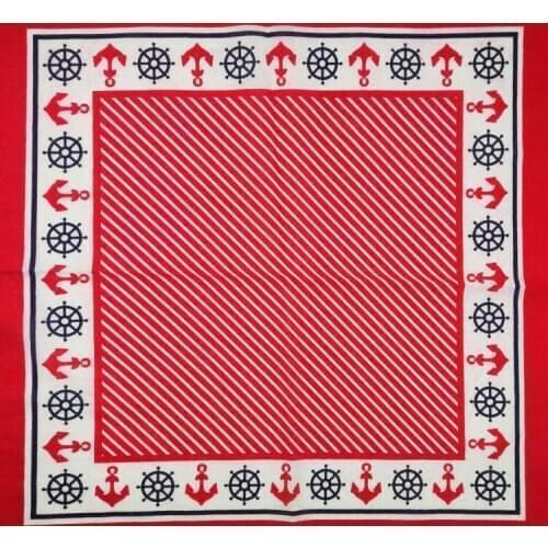 Hip Hop Punk Cotton Anchor Twill Red Bandana Head Wrap Headwear Wrist Band Bandanas Band Headtie Square Scarf for Mens Womens