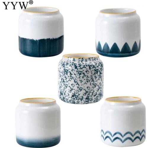 Ceramic Round Flowerpot Creative Abstract Art Hand-Painted Crokery Decoration Indoor Succulent Green Plant Ceramic Flowerpot