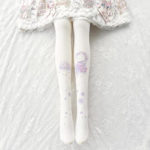 Clouds star Meow lolita pantyhose Japanese bottoming socks can Ailuolita printing Lolita girl stockings