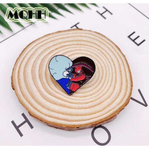 Creative Cartoon Color Hug Character Enamel Brooch Heart Shape Alloy Badge Shirt Bag Pins Accessories Women Jewelry Gift For Kid